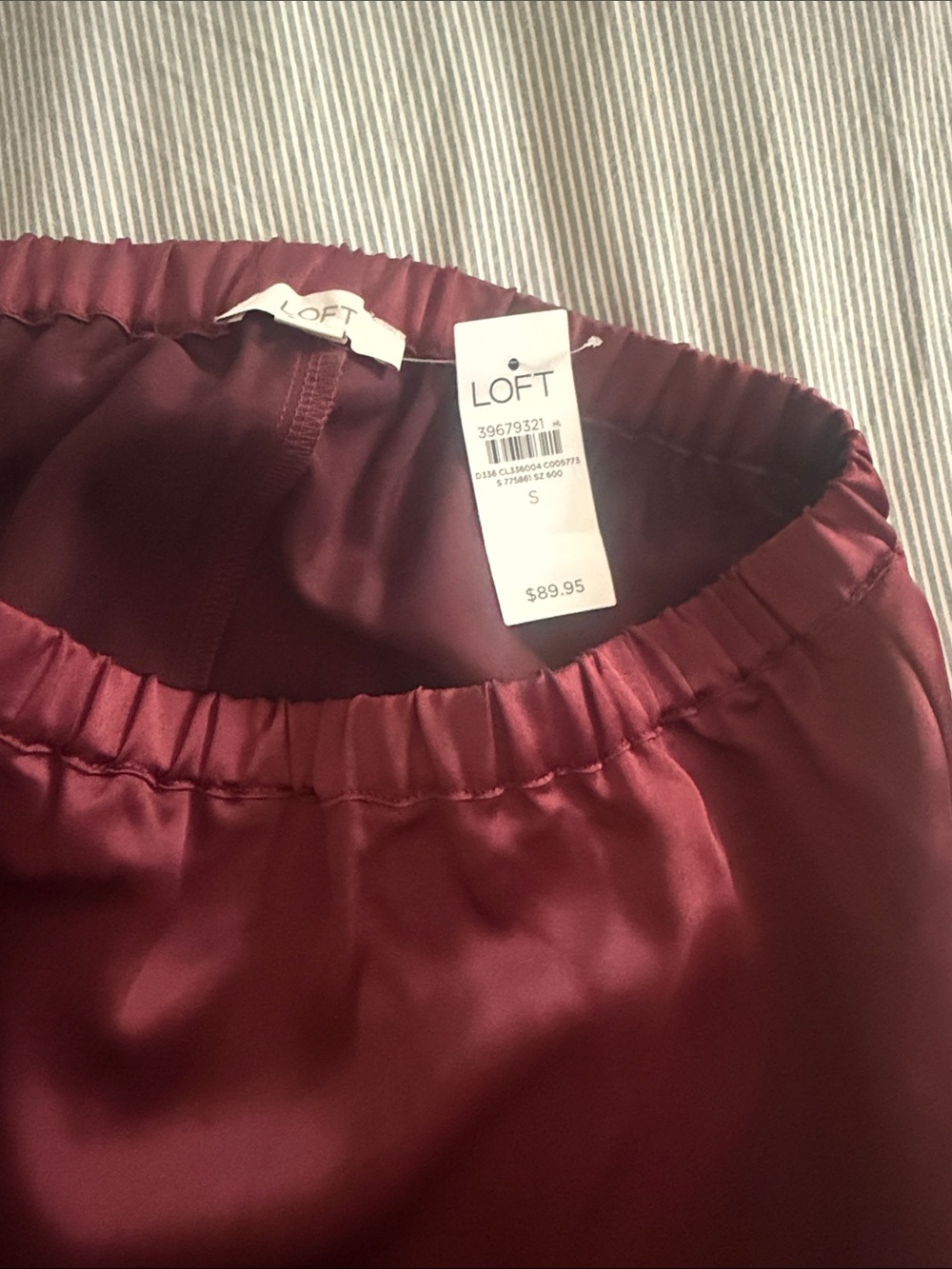 NEW WITH TAG LOFT Satin Midi Skirt in Deep Wine